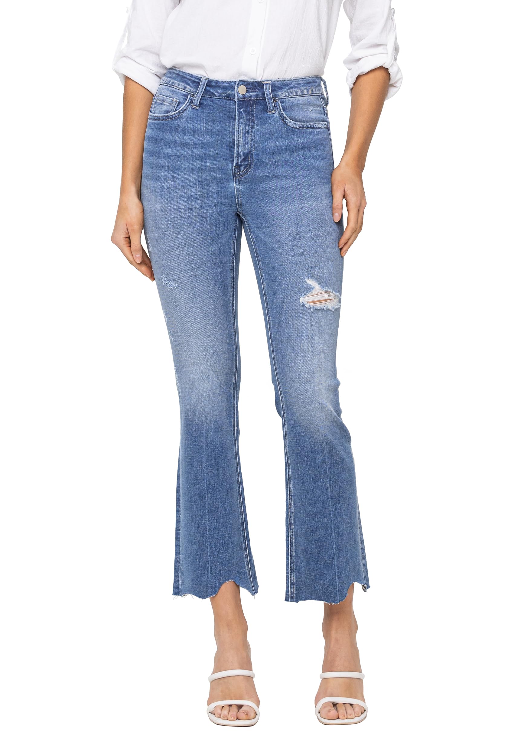 FLYING MONKEYHigh Rise Kick Flare Jeans, Medium Blue