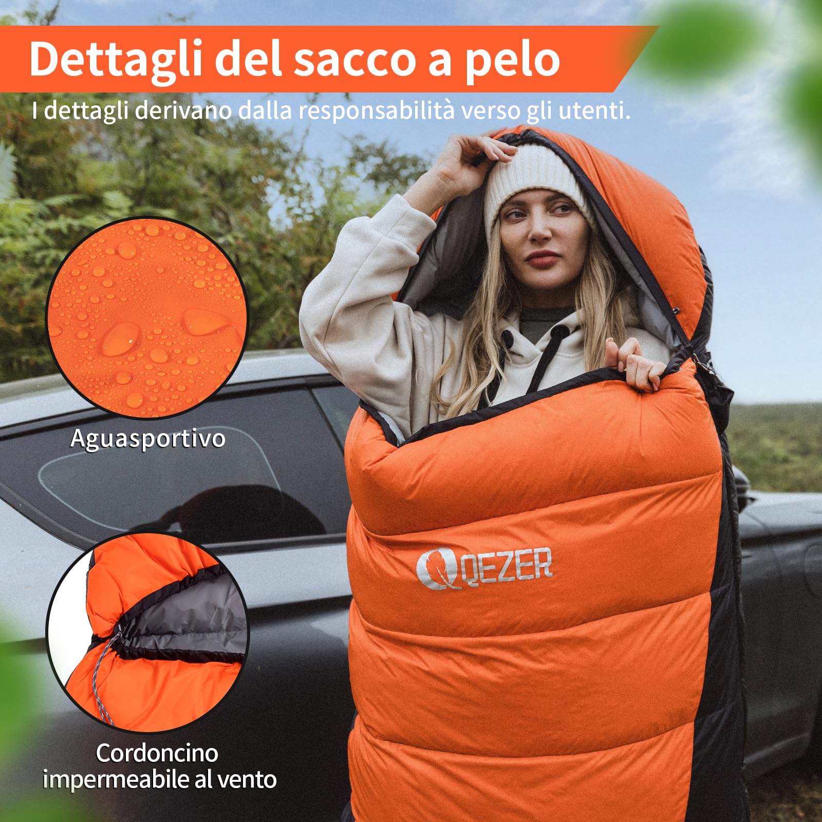 Sacco a pelo in piuma ultraleggero Sacco a Pelo per Adulti e Bambino 12°C a -8°C [1080g-2140g] per campeggio, escursioni e trekking, attività all'aperto 3~4 stagioni