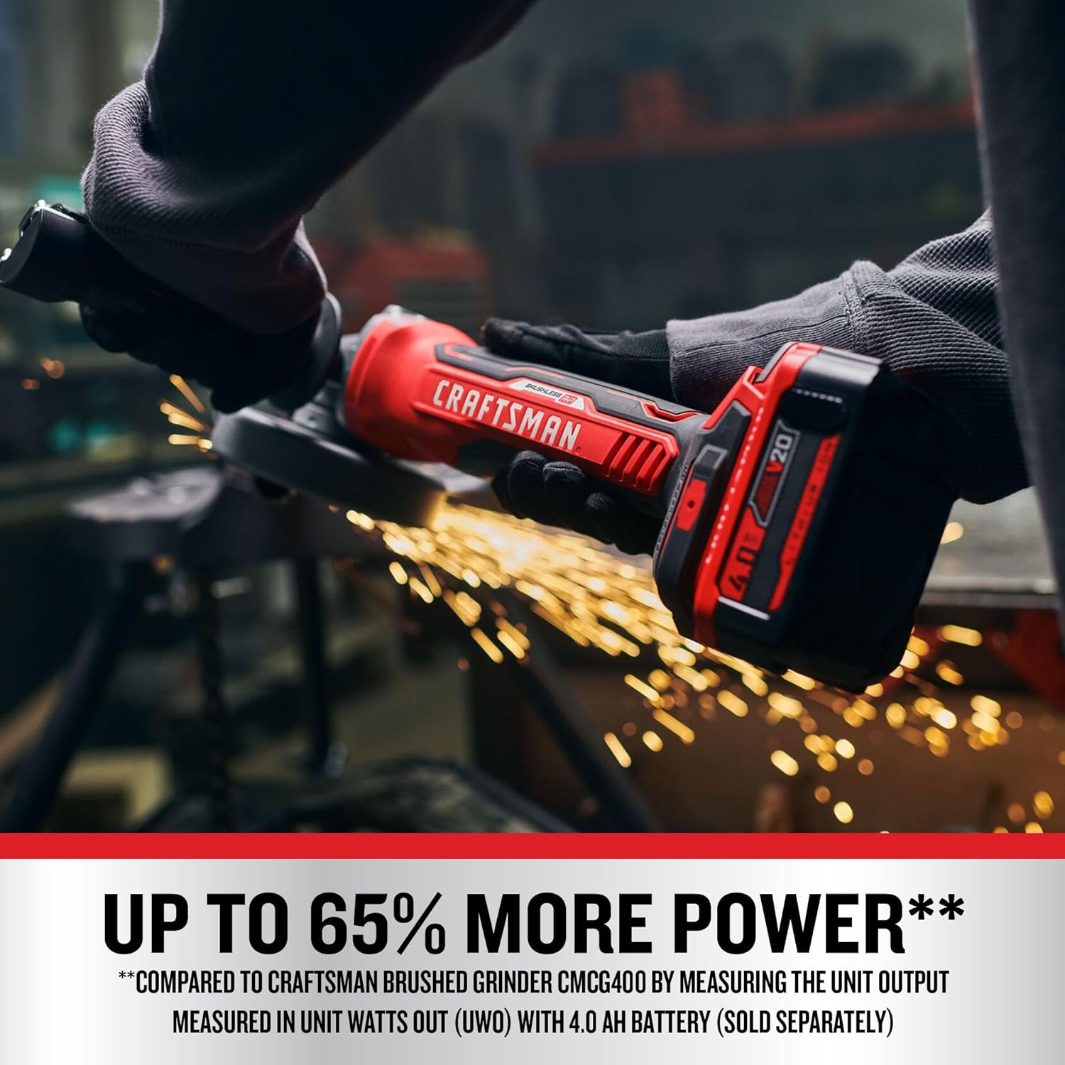 CRAFTSMAN V20 Cordless Angle Grinder, 4-1/2 Inch (CMCG451B) with Battery and Charger (CMCB204-2CK)