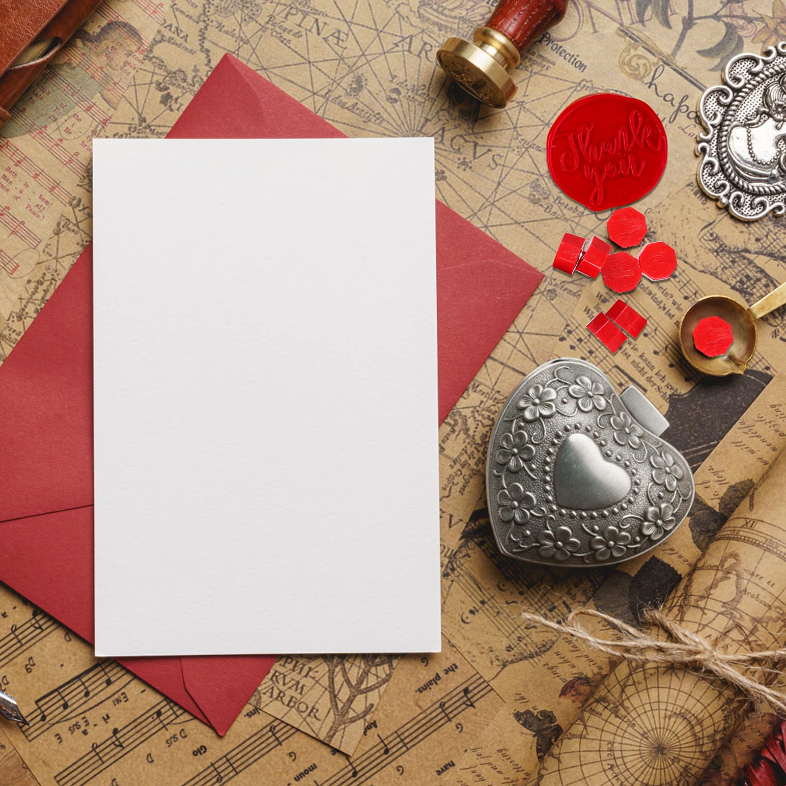 102 cuentas octogonales de cera, cuentas de cera de sellado rojo de alta calidad para cartas y certificados, tarjetas del día de San Valentín, invitaciones de boda, paquete de vino, envoltura