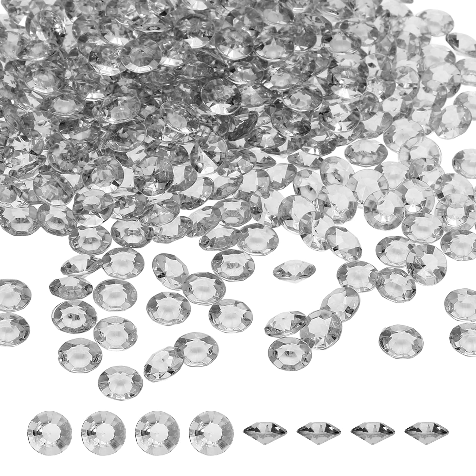 sourcing map 1000 Pcs Wedding Table Scatter Confetti Fake Crystals, Acrylic Diamonds Rhinestones Vase Fillers Gems for Crafts, Table Centerpiece Decor, Bridal Shower Party (Light Gray, 8mm)
