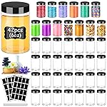 Hajoyful Plastic Jars with Lids 6OZ 42PCS,Small Cosmetic Slime Containers Clear Travel Round Jars Empty Refillable Sample Containers Leak Proof Pot with Black Lids for Lotion, Cream, Body Scrub
