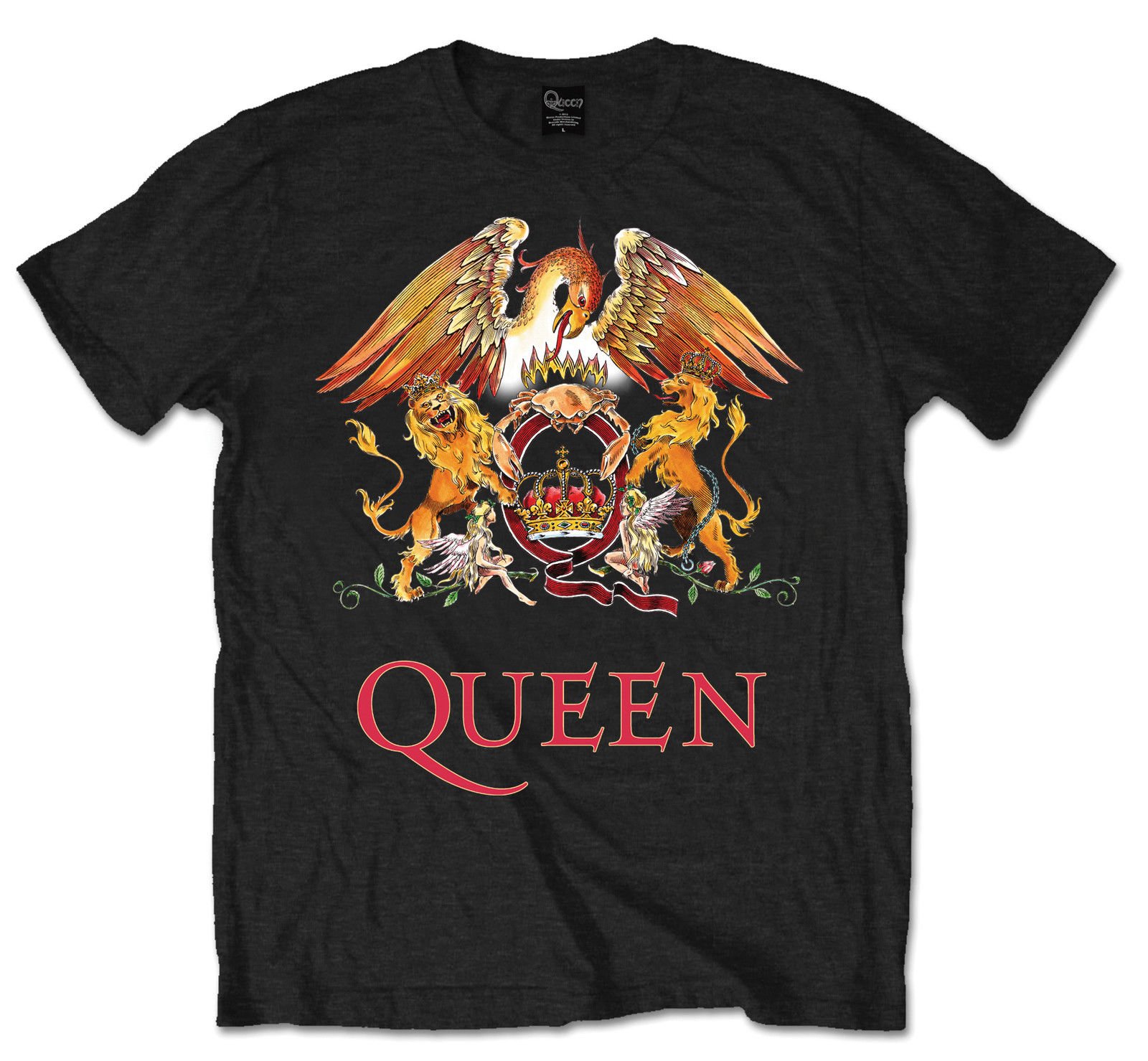 Queen Classic Crest Official Tee T-Shirt Mens Unisex (Medium) Black