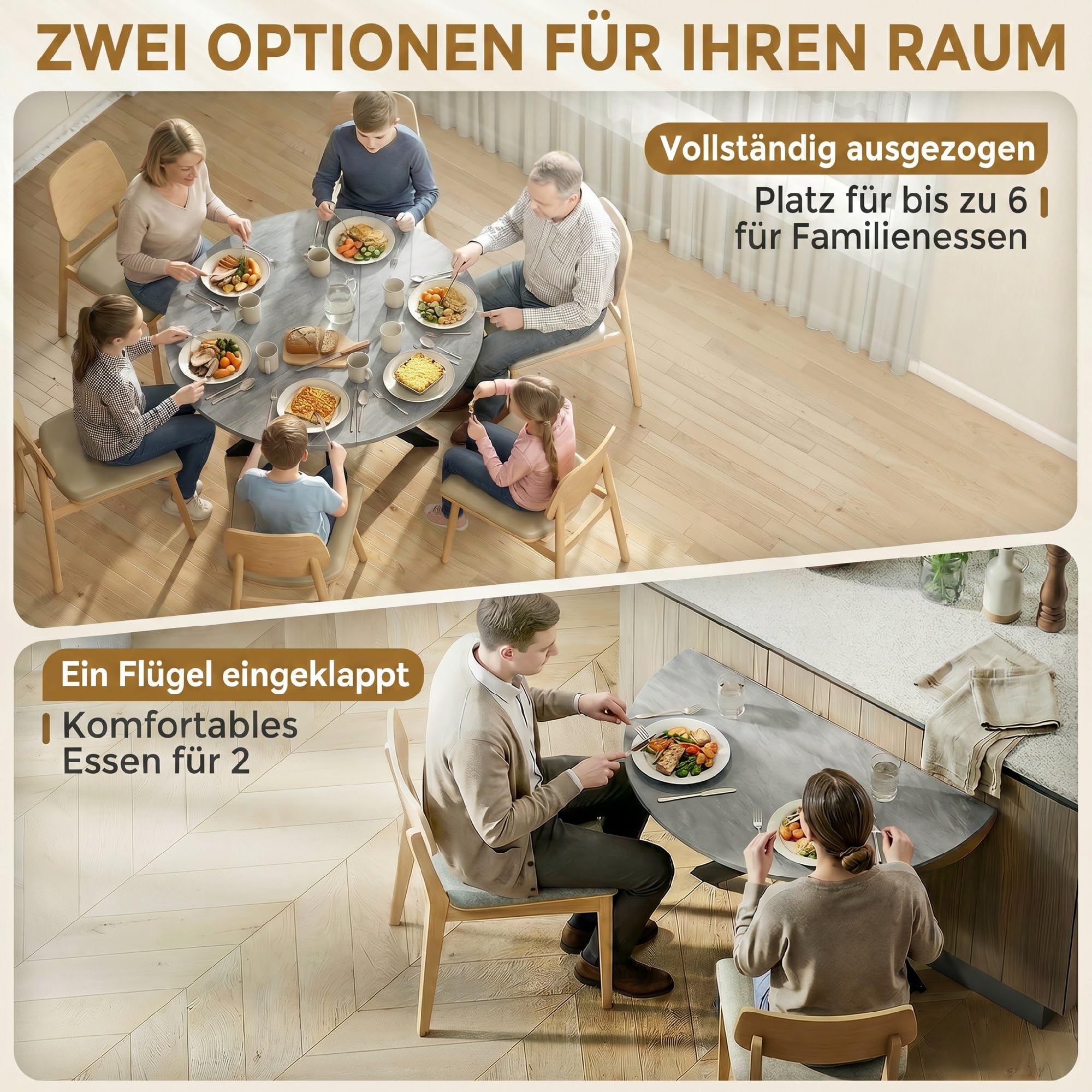 HOMCOM Table Pliante Ronde pour 2-6 Personnes 110x110x76 cm Gris Ciment