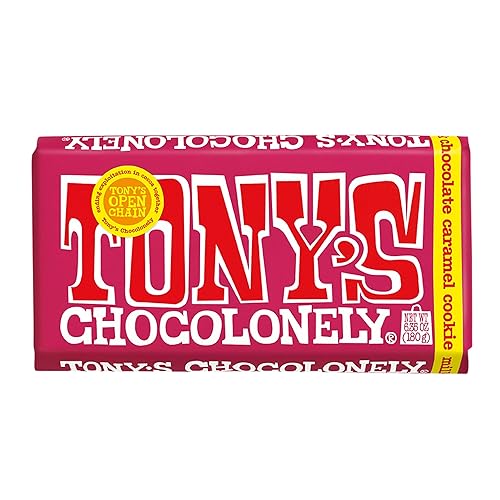 Tony's Chocolonely Barra de chocolate con leche belga con caramelo y galletas para aperitivos, barra de chocolate para recuerdos de fiesta, regalos