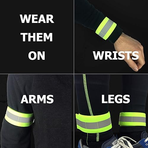 Miniatura 4 de Bandas reflectantes para muñeca, brazo, tobillo, pierna. Equipo reflectante de alta visibilidad para correr para hombres y mujeres para correr por