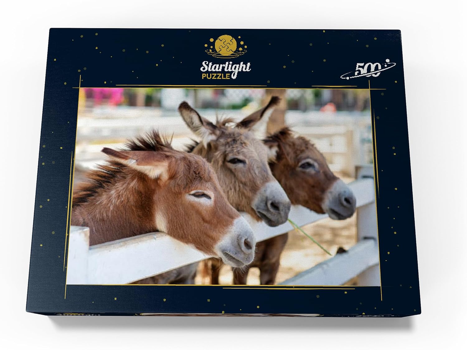MyPuzzle Three Donkeys On The Farm - Premium 500 Piece Jigsaw Puzzle for Adults