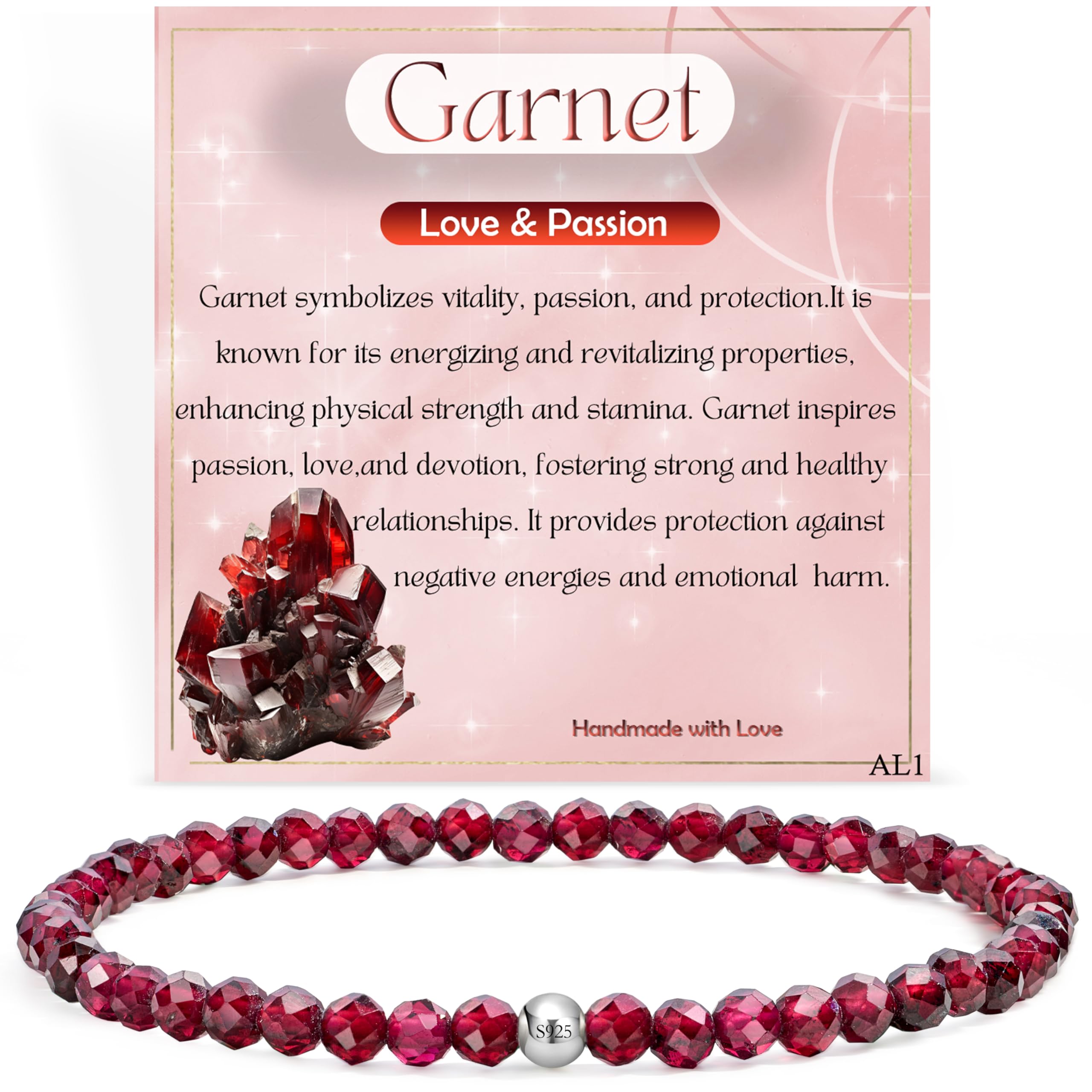 Farfume 4mm Bracciali di Perline per Donne, Bracciale di Cristallo in Argento Sterling 925, Gioielli di Pietra Naturale, Regali di Braccialetti Elastico Chakra