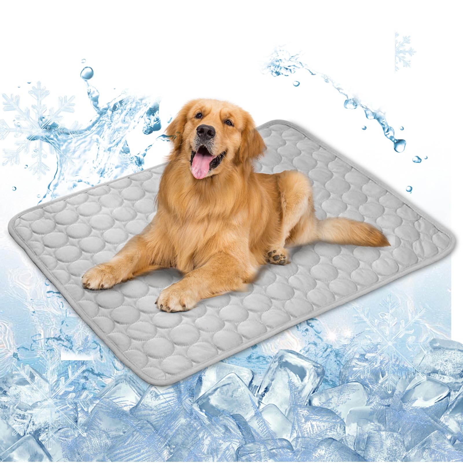 Raisand Cooling Mat for Dogs100x70cm, Scratch-Resistant Premium Polyester Fabric, Dog Cooling Mat, Non-Toxic Foldable Easy-Clean Pet Cooling Mat for Indoor, Outdoor and Car Use (XL/Grey)