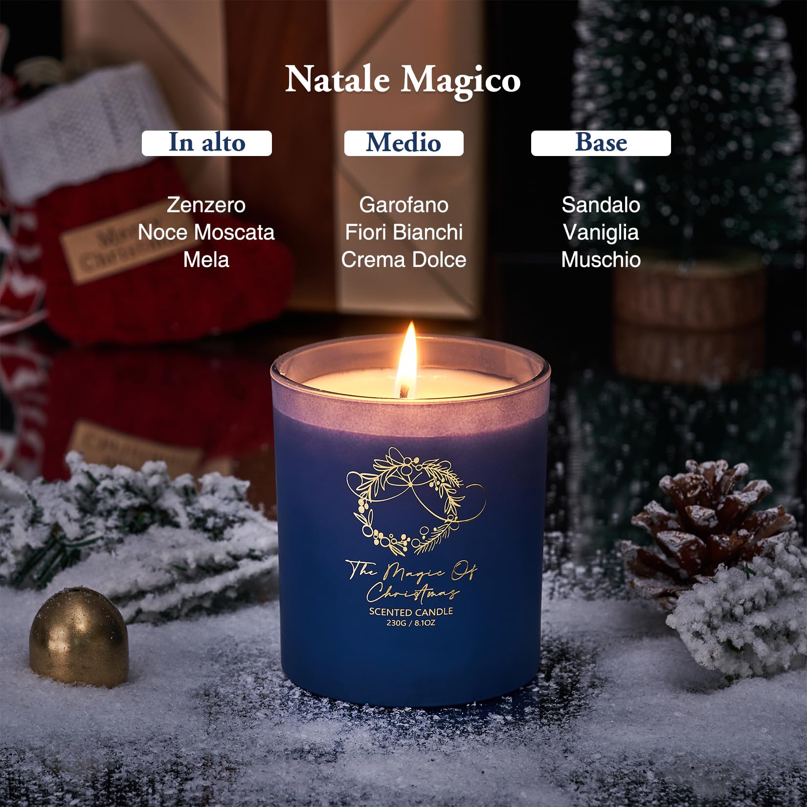 Candela Profumata Wild Musk In Campana Di Vetro – 150g, Fiocco Turchese, Fragranza Intensa E Duratura