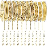 Vista 9 de Ecoofor Cadenas de oro para hacer joyas, 95.1 pies, 12 rollos de cadenas de joyería para hacer collares, pulseras, joyas con anillos