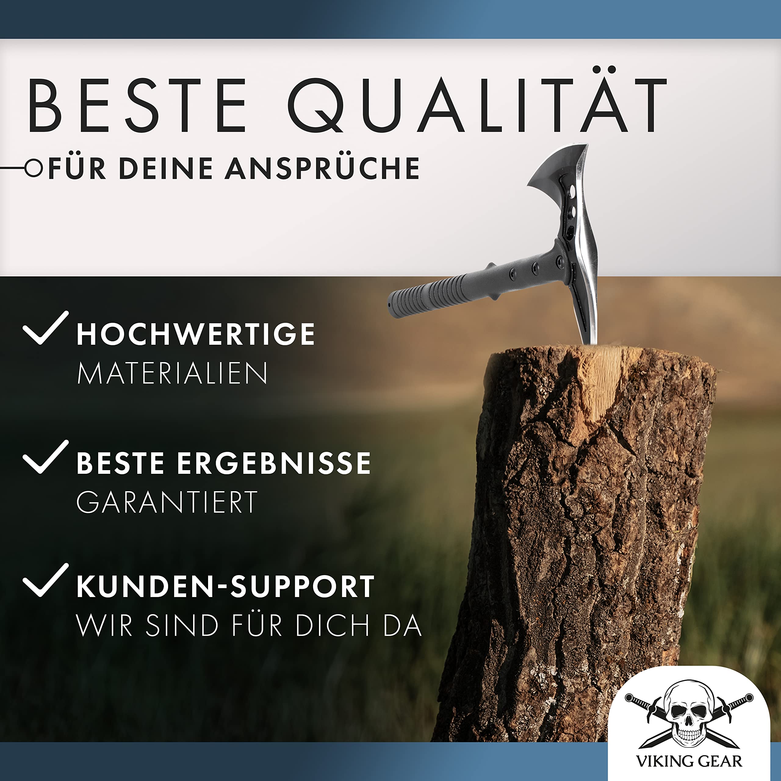 Viking Gear Axt Survival mit ergonomischen Griff perfekt als Camping Beil – Axt zum Holzspalten - Bushcraft für Outdoor Abenteuer Camping – Tactical Tomahawks Axe