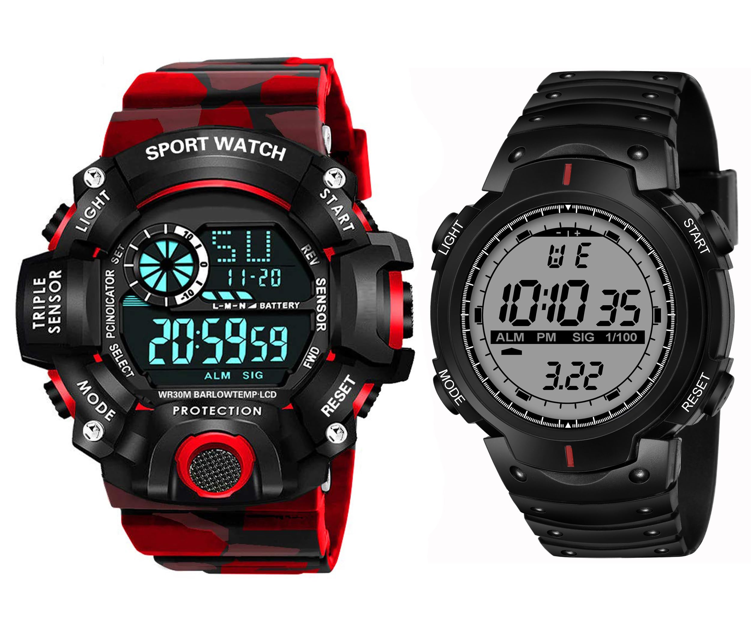 Digital Army Belt Multi-Functional Day Date Month with Night Light Function Watch Combo for Mens and Kids Watch for Boys