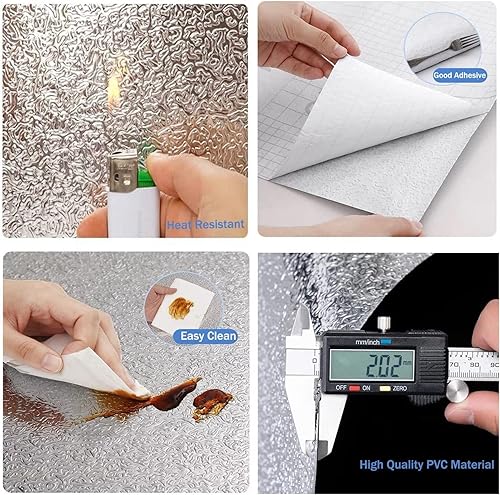 Miniatura 5 de Papel tapiz para salpicaduras de cocina, papel adhesivo de aluminio autoadhesivo a prueba de aceite, impermeable, resistente al calor, adhesivo de