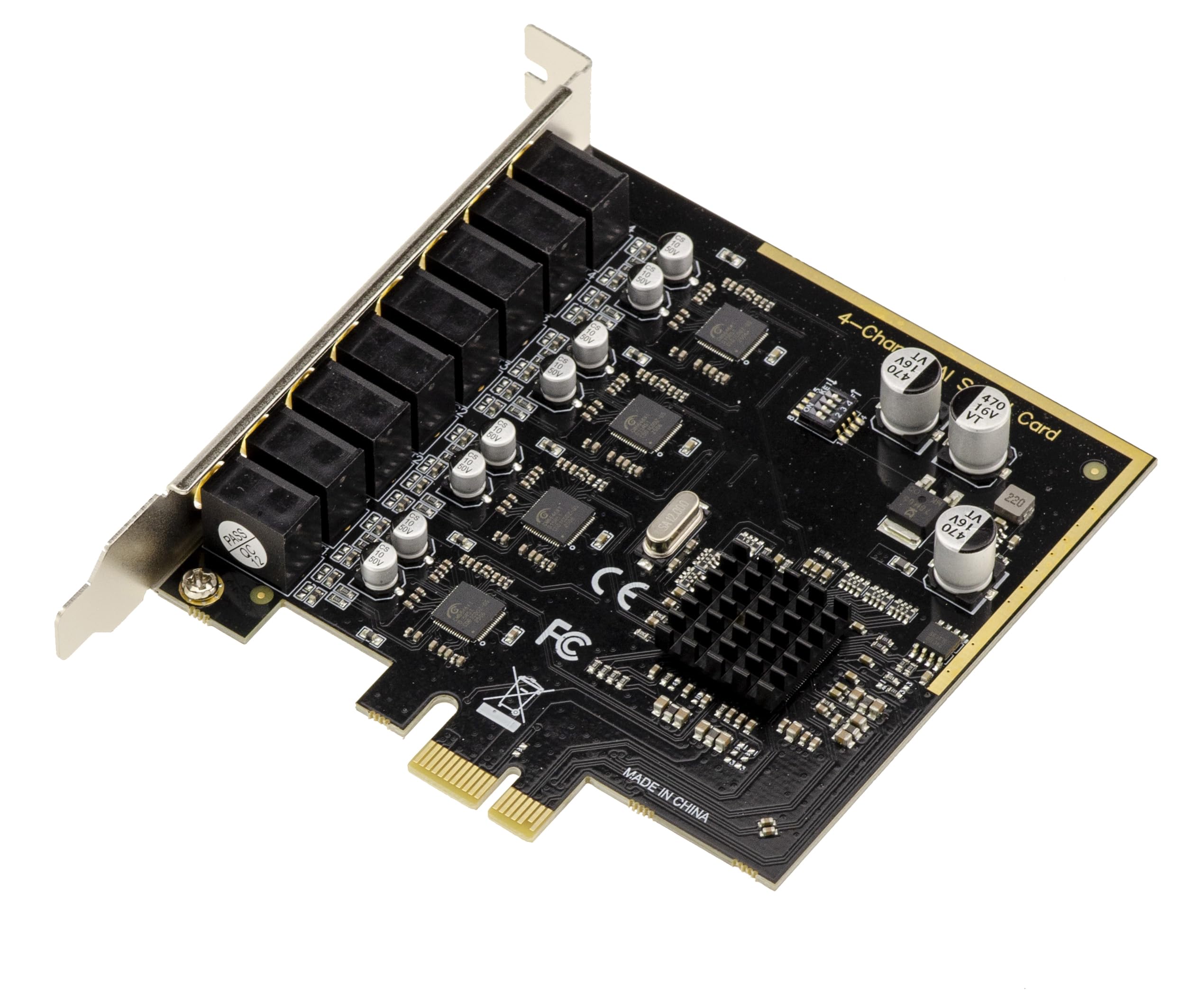 KALEA-INFORMATIQUE Tarjeta de Sonido PCIe CM6646 de 4 Canales HD con Entrada y Salida Independientes para grabación o reproducción simultáneas, 192 kHz y 16/24/32 bits, supresión de Ruido Mediante IA