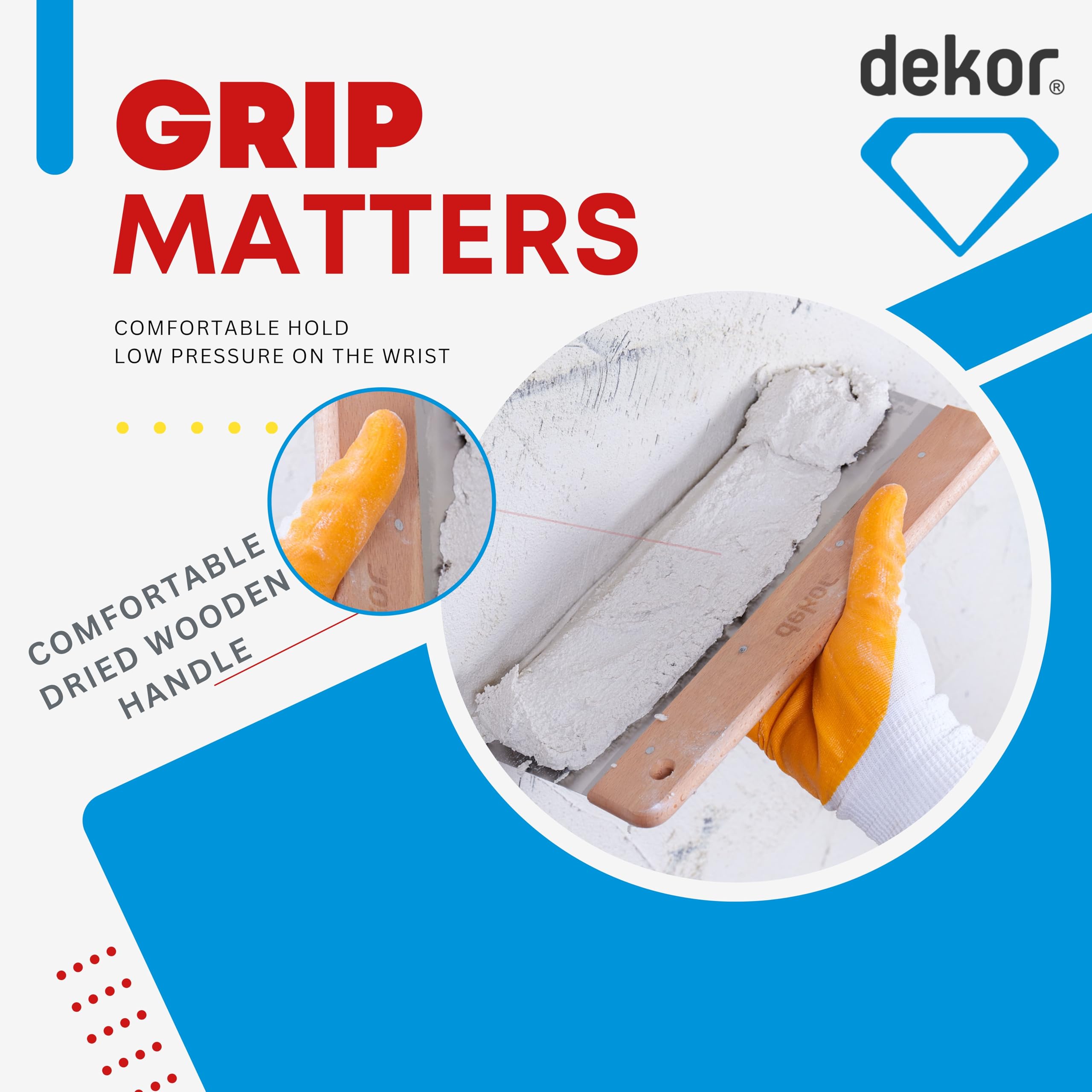 DEKOR Taping Knife 12" Stainless Steel Flexible Scraper Wood Handle Drywall — Amazon image 5