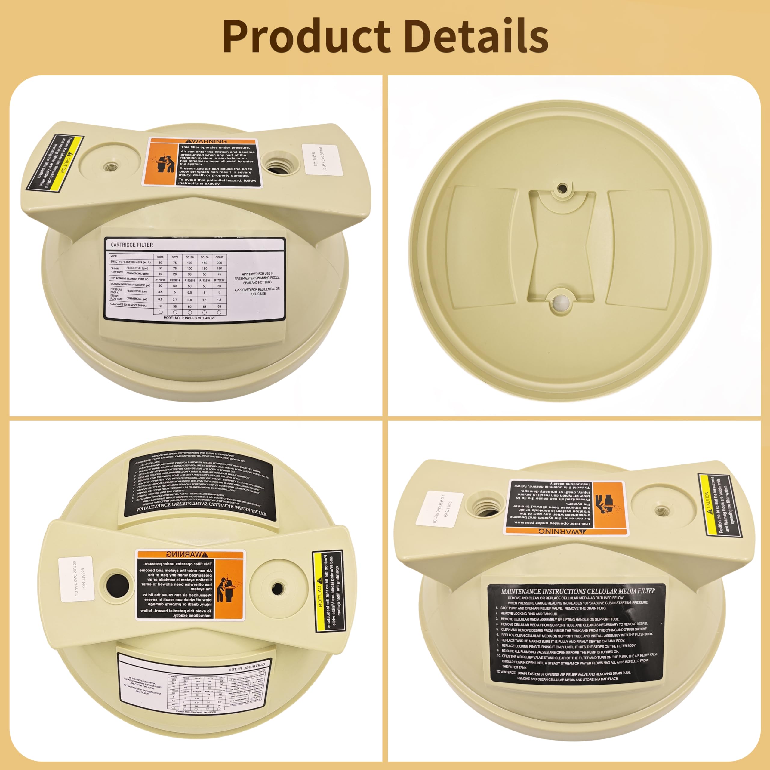 Amazon.com : Zemuquan 𝑼𝒑𝒈𝒓𝒂𝒅𝒆 178553 Almond Lid Assembly