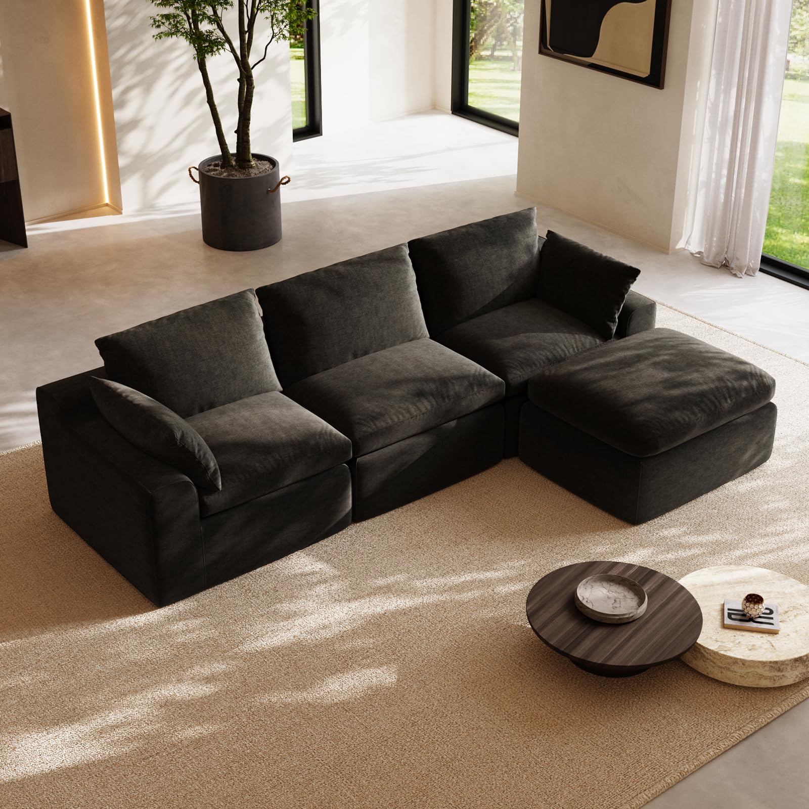 Photo 1 of Novilla 104" Modular Cloud Sectional Sofa - Dark Grey Chenille
