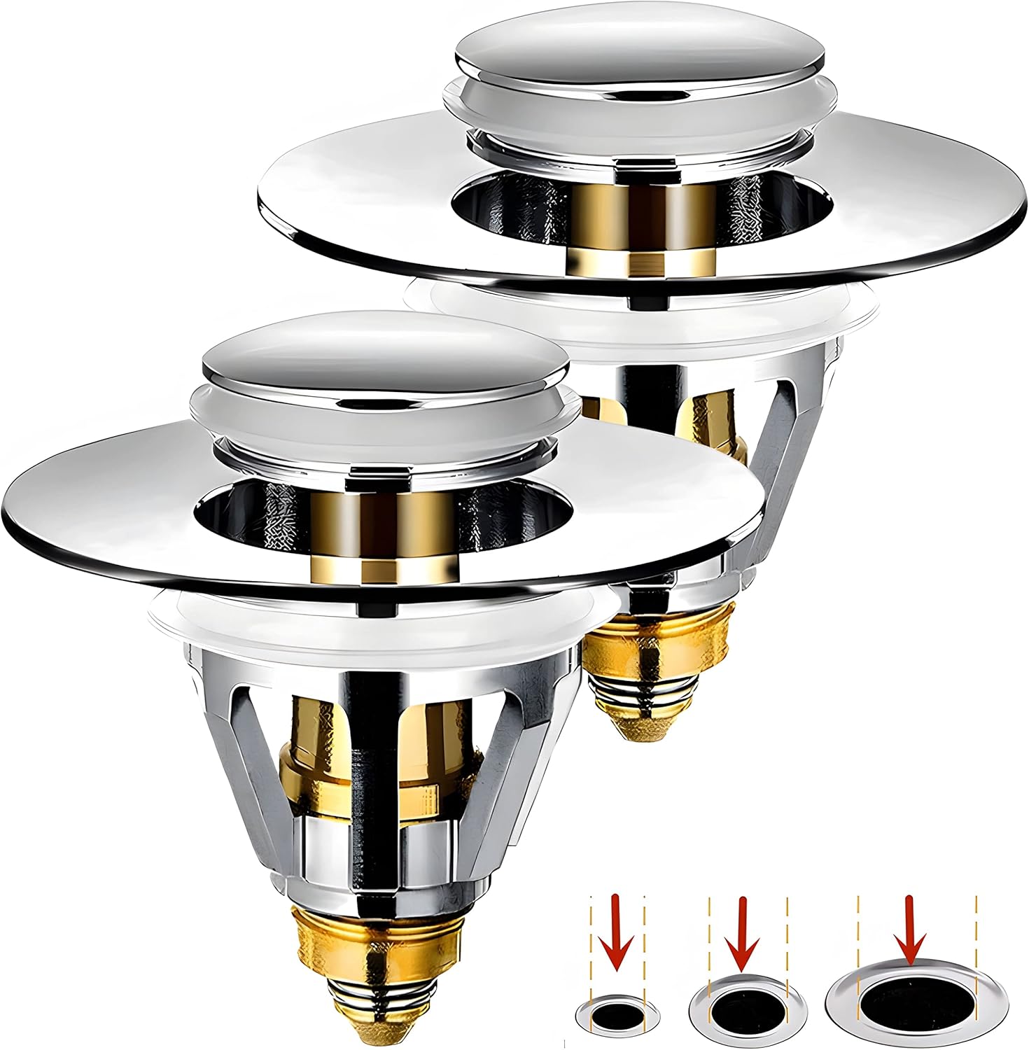 2 Pack Universal Pop Up Bathroom Sink Stopper Replacement, 1.11.5