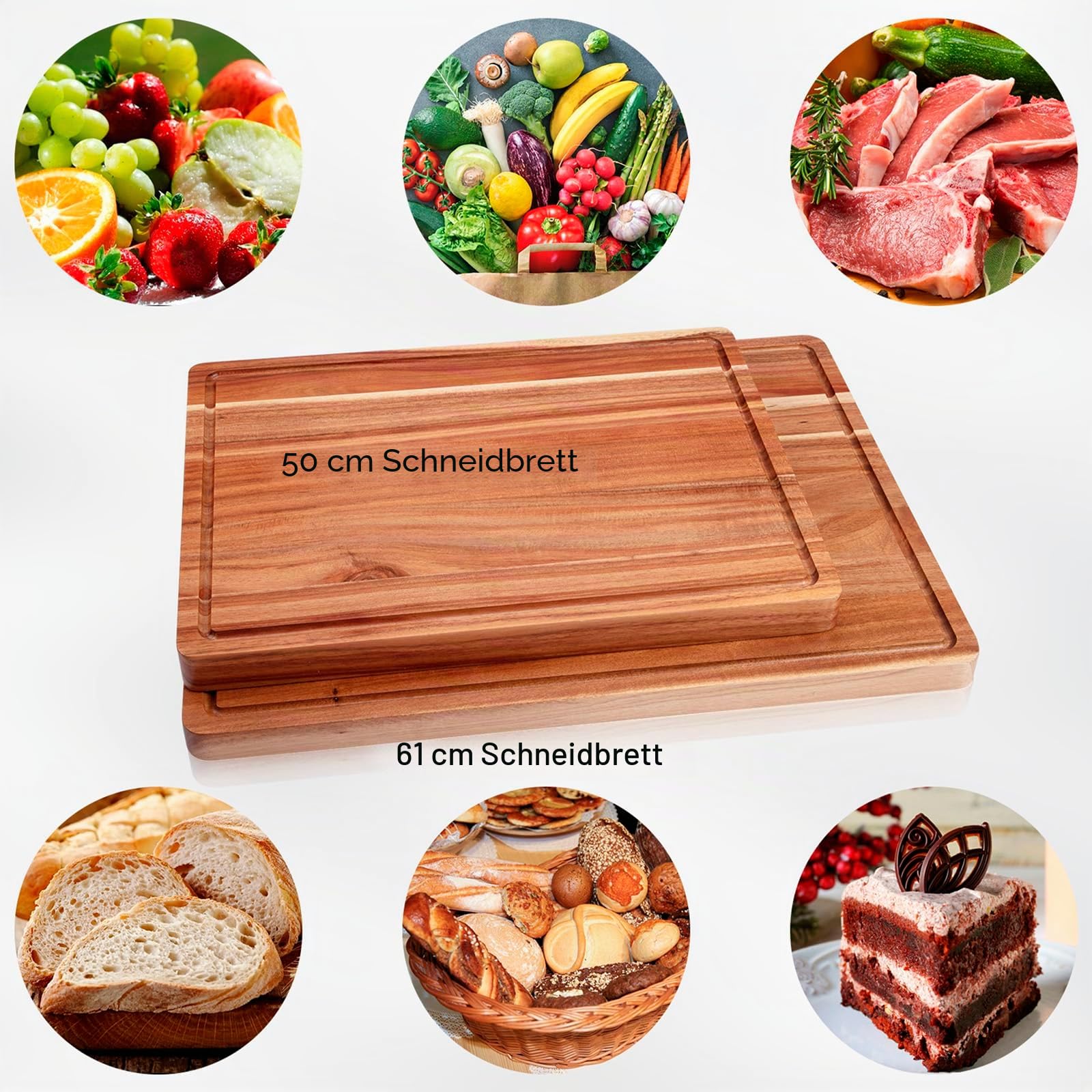 GaoMon 61 x 45,7 cm Akazien-Schneidebrett für Küche, XXL extra große Charcuterie-Käseplatte, Serviertablett, Lebensmittelzubereitungs- und Servierbretter, Schneidebretter für Mahlzeiten, Gemüse und