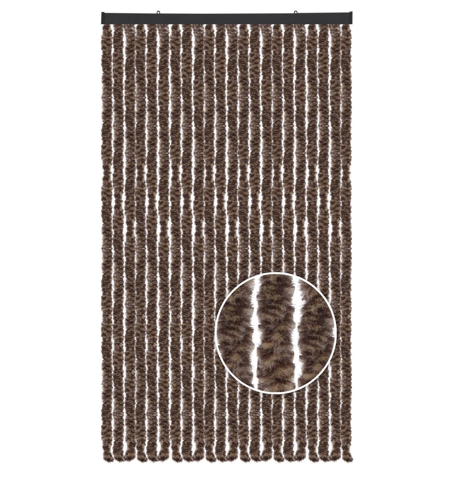 Arsvita Flauschvorhang Türvorhang (100x220 cm) in Meliert Beige-Braun als Insektenschutz für Balkon, Terrasse oder Wohnmobil, Wohnwagen, Pavillon