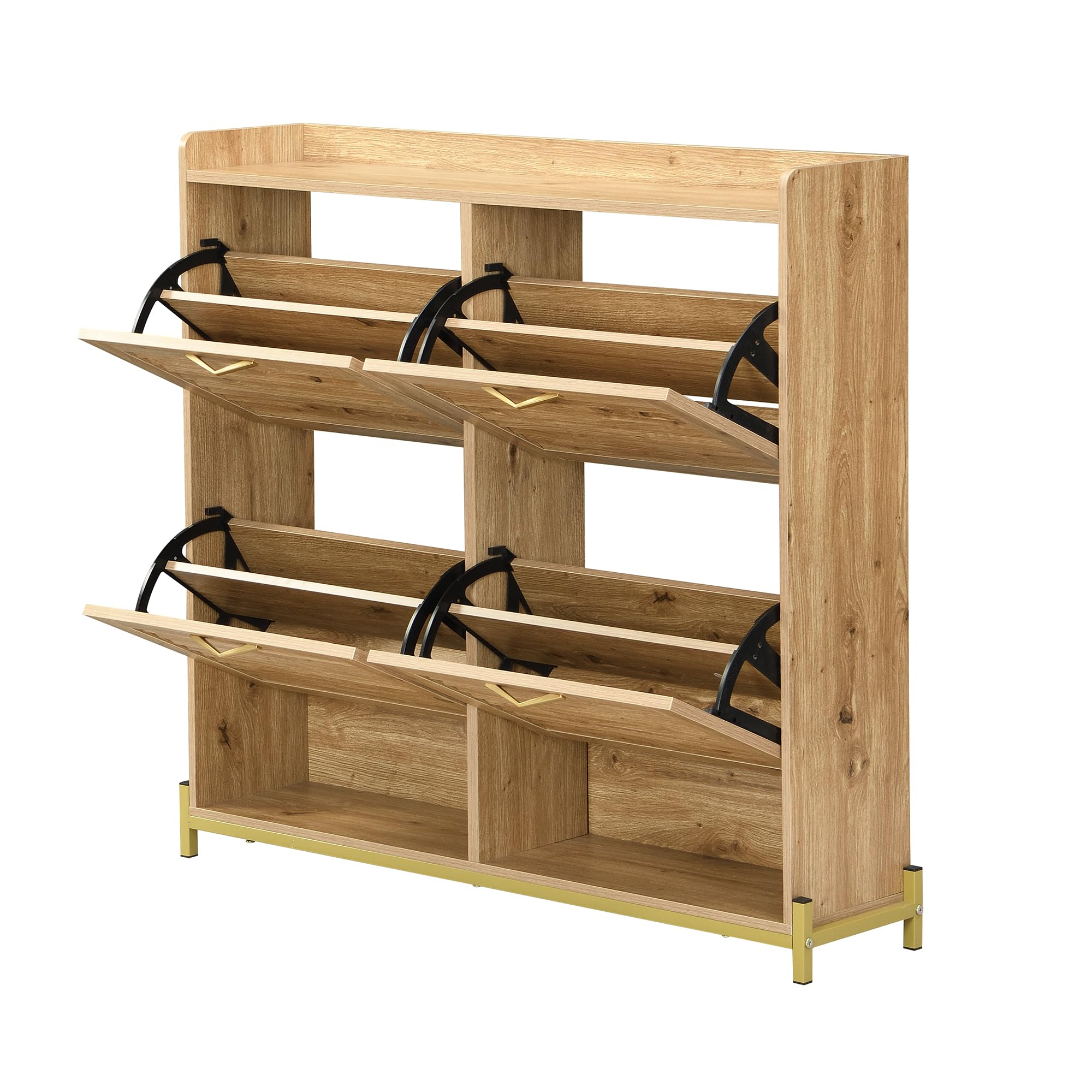 Armoire à chaussures - 108,5 x 24 x 100 cm - Couleur bois - Lamelles
