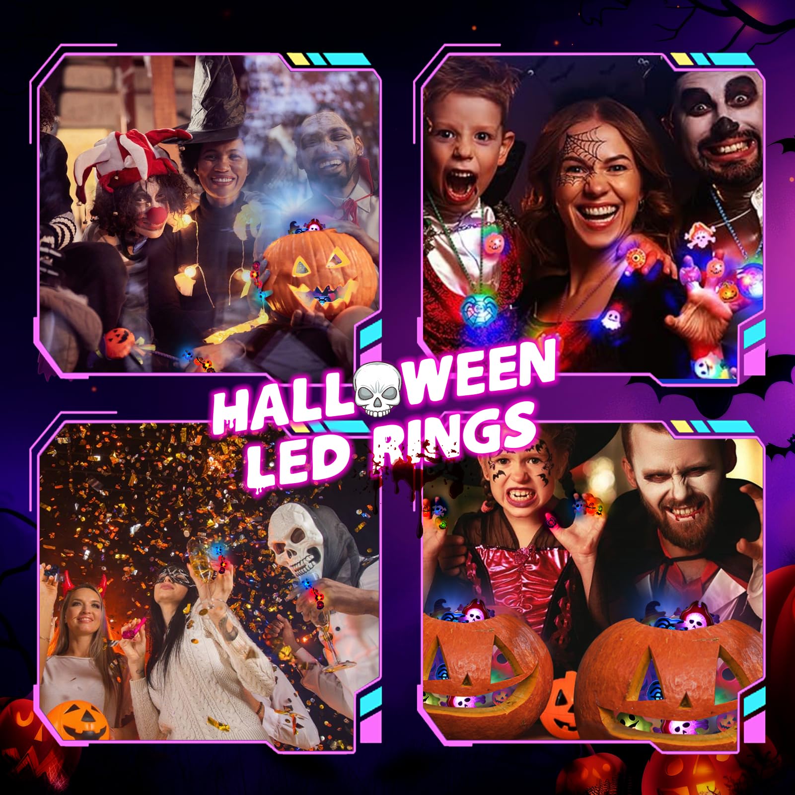 Halloween Glow Rings - 65PCS Party Favors -3