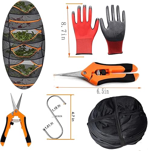 Miniatura 4 de Rejilla colgante de malla de 2 pies y 4 capas para secar hierbas, red seca para plantas con cremalleras naranjas, puede secar plantas, hierbas,