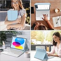 JADEMALL Bluetooth Billentyűzet Trackpaddel iPad A16 11. Generációhoz (2025) és 10. Generációhoz (2022) - Levehető AZERTY Billentyűzet Érint 7