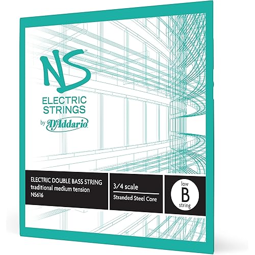 D'Addario NS Electric Traditional Bass Single Low B String, 3/4 Scale, Medium Tension