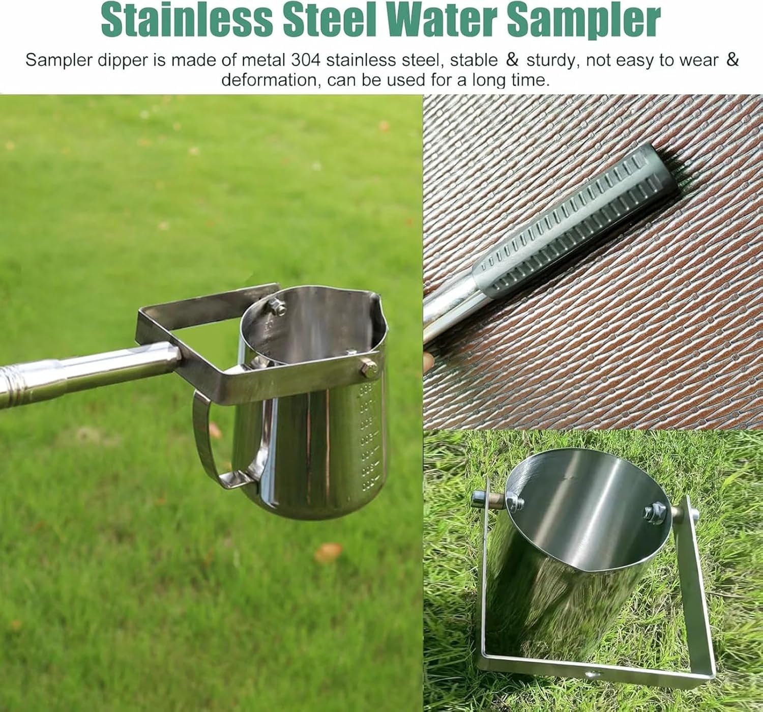 1000ml Water Sampler Kit with Stainless Steel Pole, Telescopic Extra Long Water Sampler Dipper, Water Deep Sampling Cup for River Lake Pool