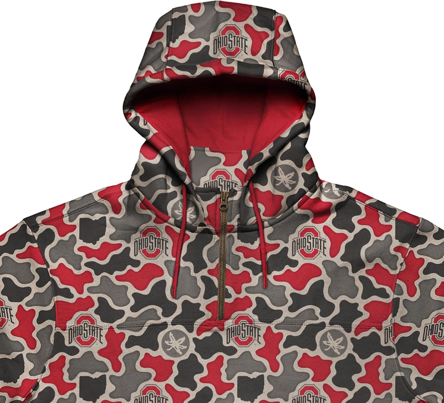 AMIGO NCAA mens Amigo Ohio State Buckeyes Licensed Camo Cimarron Fleece Quarter Zip Hoodie
