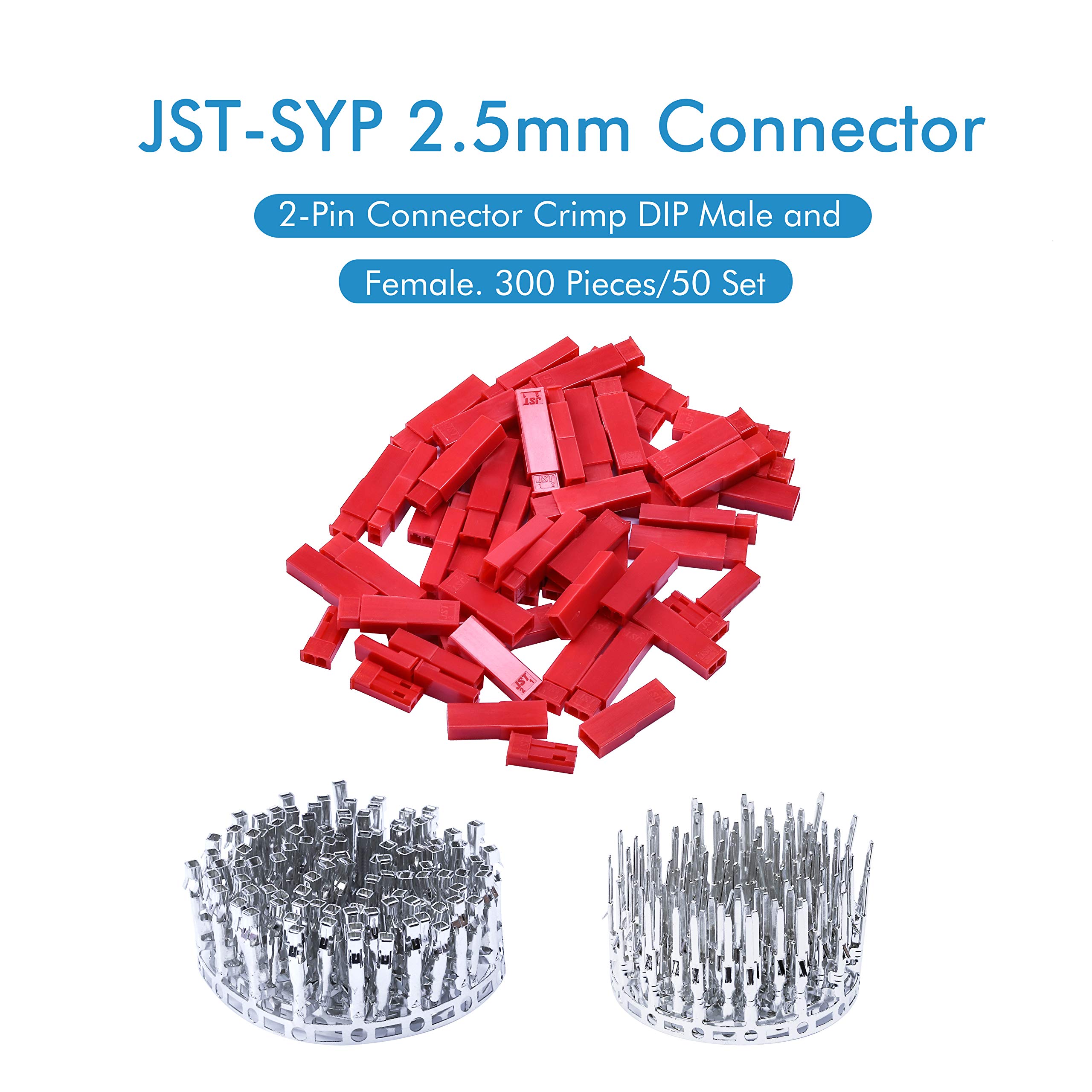 300 Pieces 2.5mm Pitch JSTSYP JST Connector Kit. 2.5mm Pitch Male and
