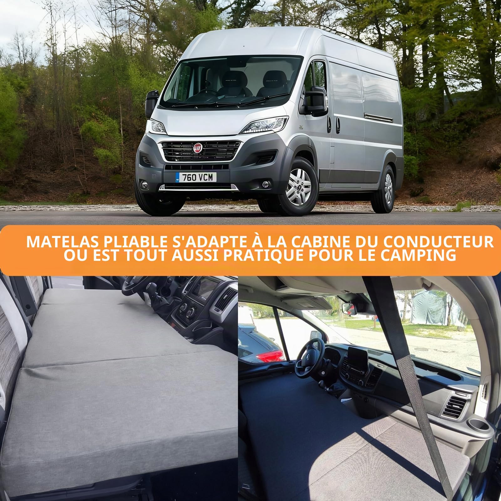Matelas Cabine Camping-Car — Compatible Avec Citroën Jumper / Fiat Ducato / Peugeot Boxer Type 250 (2006-2022) | Lit Cabine Fiat Ducato, Matelas Cabine, Accessoires Pour Camping-Car（164x76x5cm）