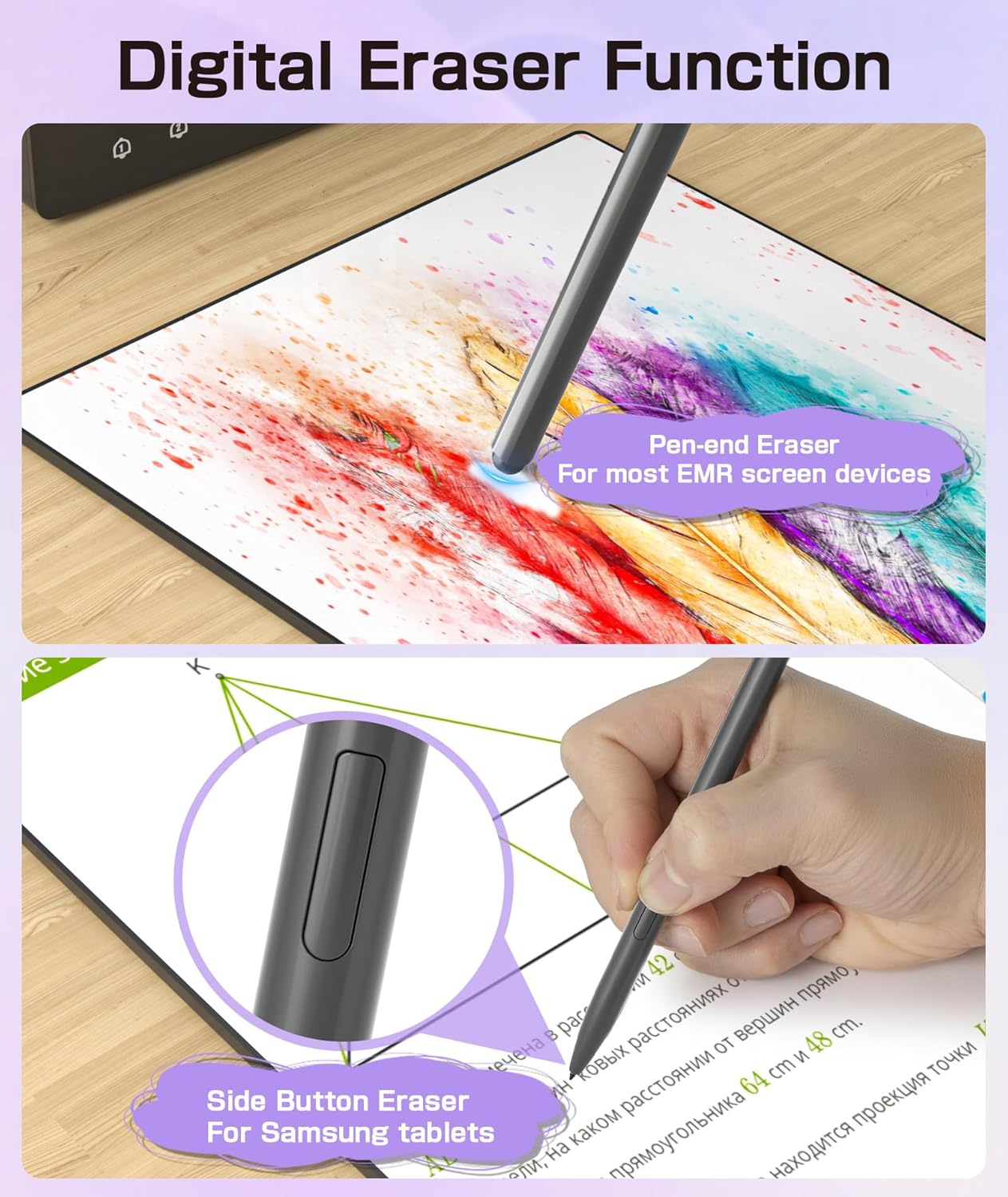 Magnetic EMR Stylus Compatible with Remarkable 2, Replacement Digital Pen with Eraser, 4096 Pressure Levels, Palm Rejection, Tilt Support, for Remarkable/Samsung/Wacom/Onyx EMR Devices-5 Tips (Gray)