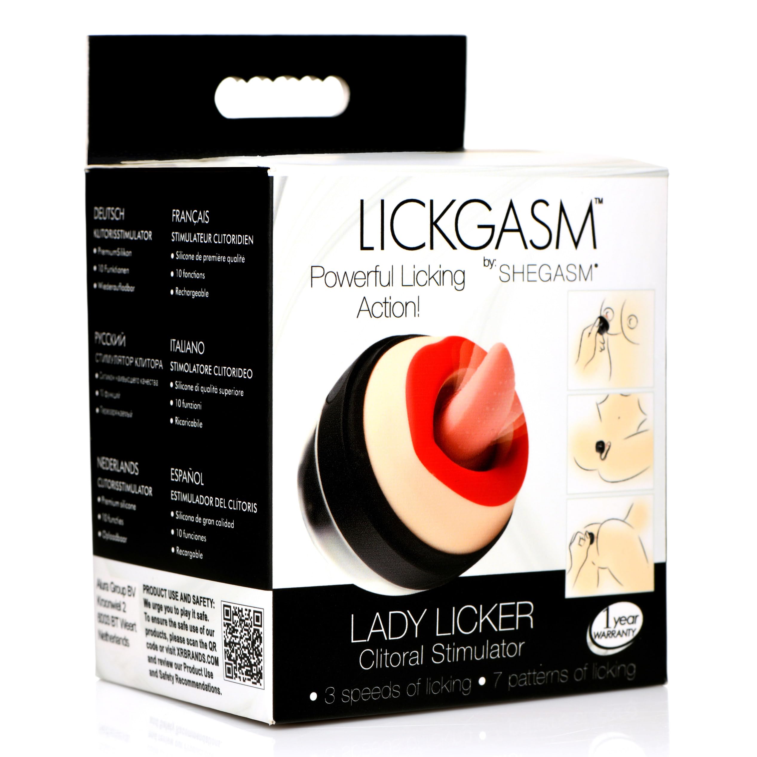 LICKGASM - Stimolatore clitorideo Lady Licker per donne e coppie, impermeabile e ricaricabile, 3 velocità e 7 modelli di leccatura in silicone di alta qualità, set da 3 pezzi, leggero