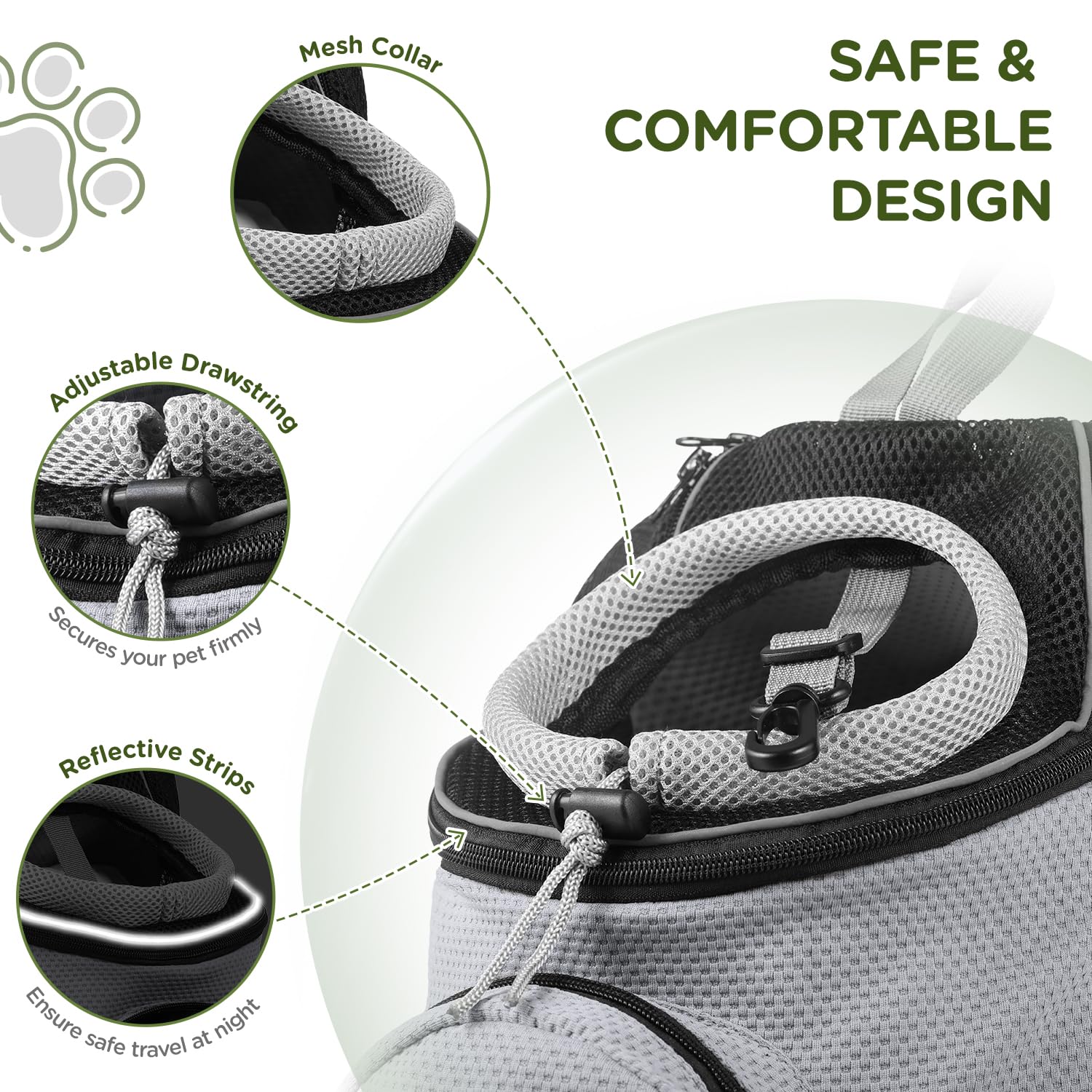 BONTHEE Hundetrage-Rucksack für kleine Hunde & Welpen – atmungsaktiver Frontrucksack mit PE-Boden und Aufbewahrungstasche, für Outdoor, Wandern & Reisen, bis 4.5kg