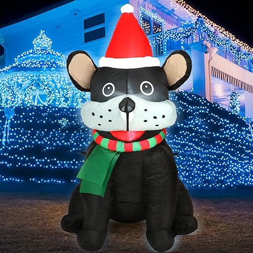 Glimin Perro pastor alemán inflable de 5 pies con luz LED gigante iluminado, decoración inflable de pastor alemán para vacaciones, patio, exterior,