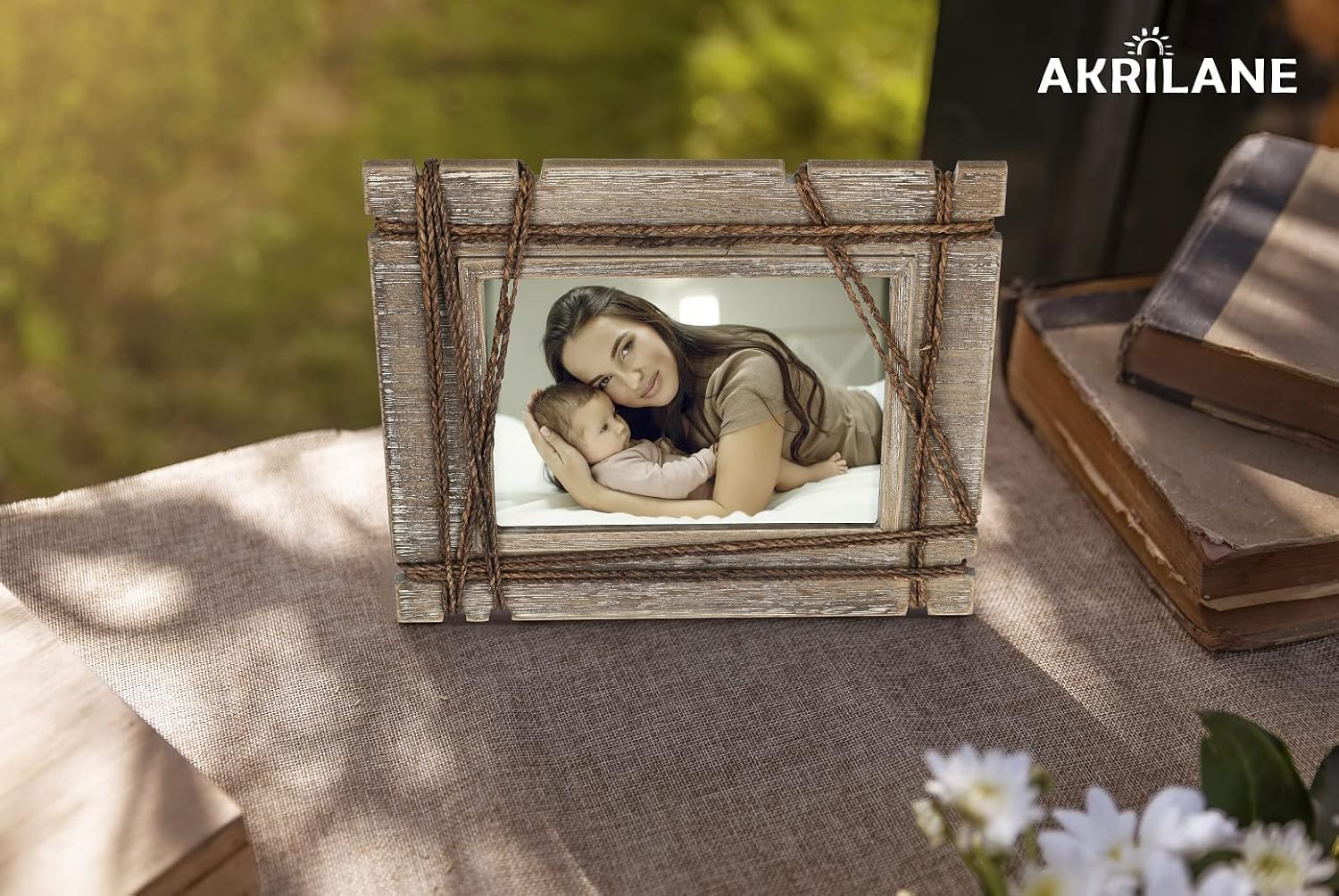 AKRILANE 5x7 Picture Frame Wood Rustic Decorative Distressed & Vintage Looking Photo Frames for Wall Mount & Table Top Display Home Decor – 5 x 7 Wedding Picture Frames – Style C