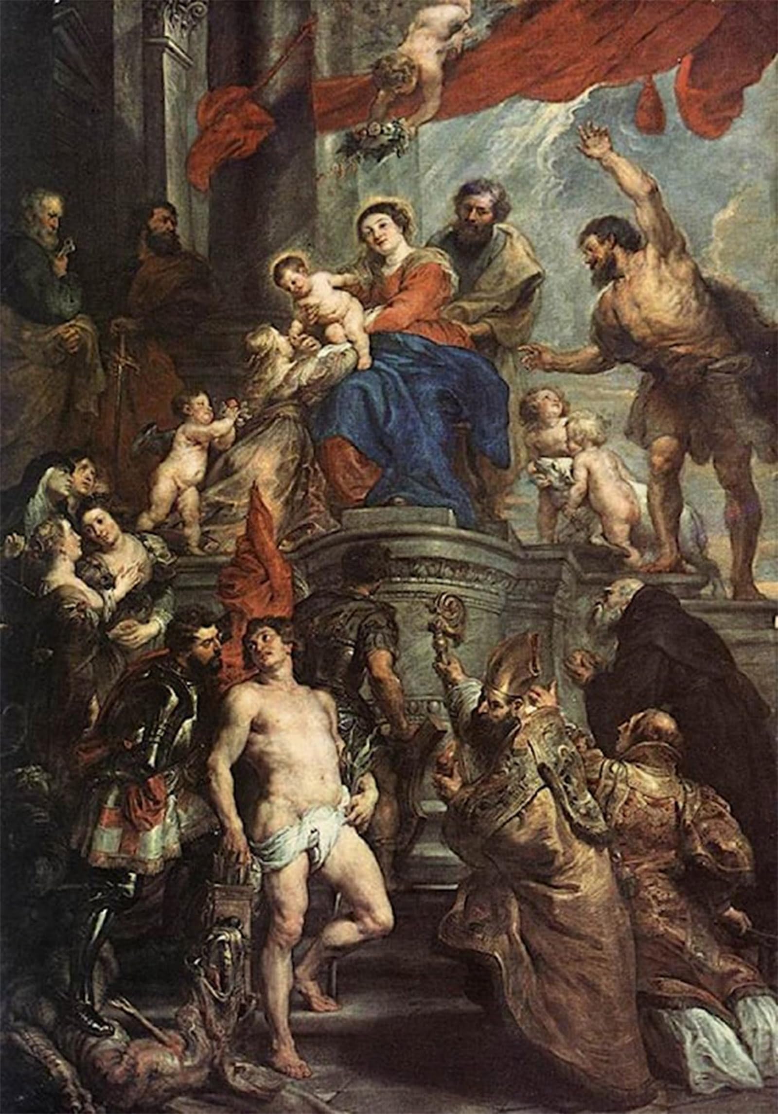 POSTERIIk Vintage Art Print Images Pictures Print Lady Enthroned with Child and Saints by Peter Paul Rubens Modern Colour Posters for Office Home Decor 60x90cm