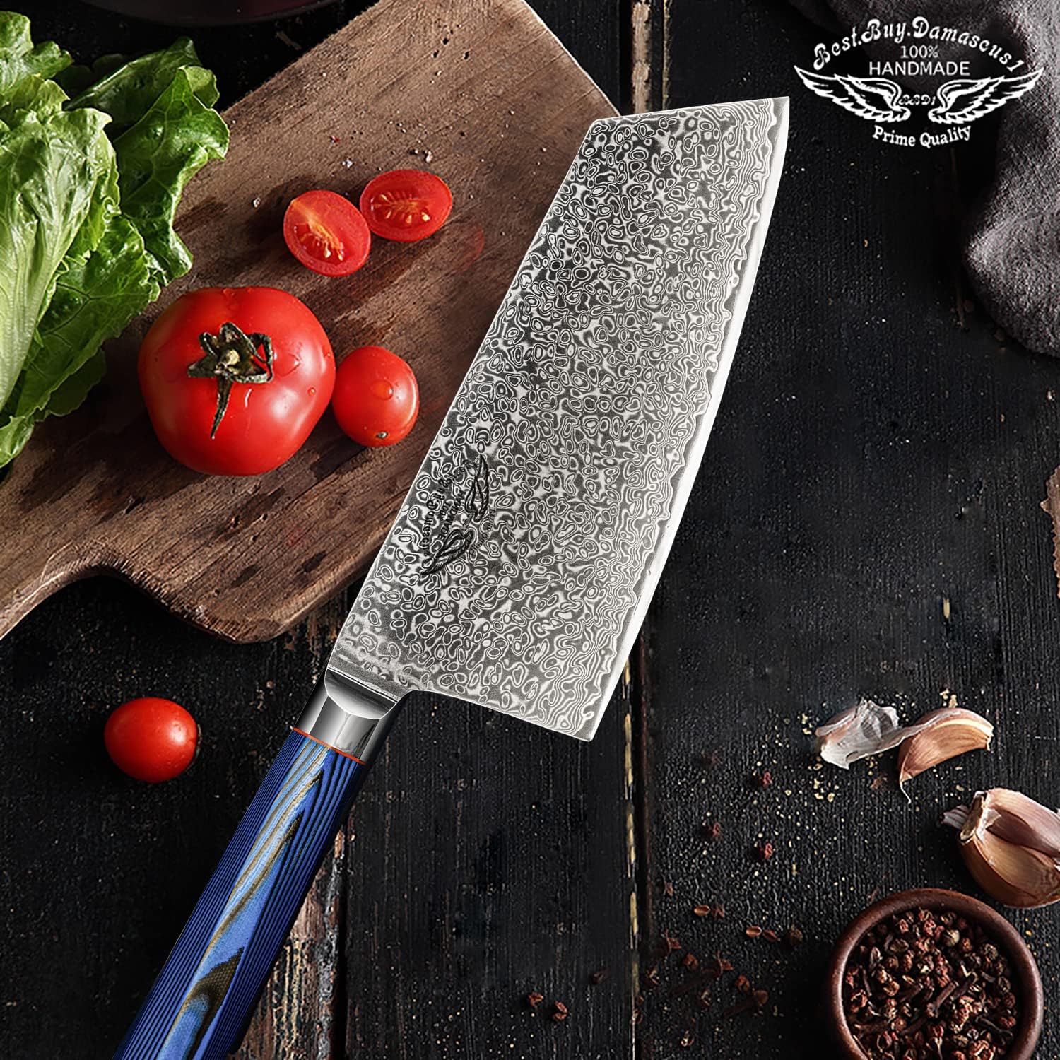 Best.Buy.Damascus1 Cleaver Knife 8.5" Chef Knife- Meat Cleaver- Aus-10 Cleaver Japanese Damascus Knife- Butcher knife - Premium Quality Knife