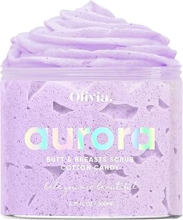 OLIVIA Aurora Butt & Breasts Exfoliating Scrub - Handcrafted Booty & Bust Exfoliator for Acne, Cellulite, Stretch Marks, S...
