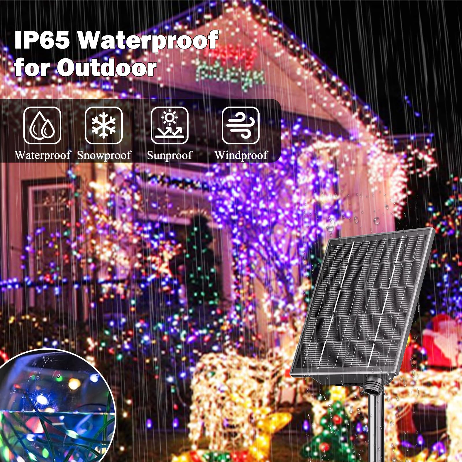 Kelenpro 1 Pezzi Catena di Luci Solari per Esterni, 60M 600LED Catena Luminosa Esterno Solare, Luci Solari da Giardino 19 Modalità IP65 Luce Esterno Decorazioni per Giardino,Natale,Matrimonio-Colore