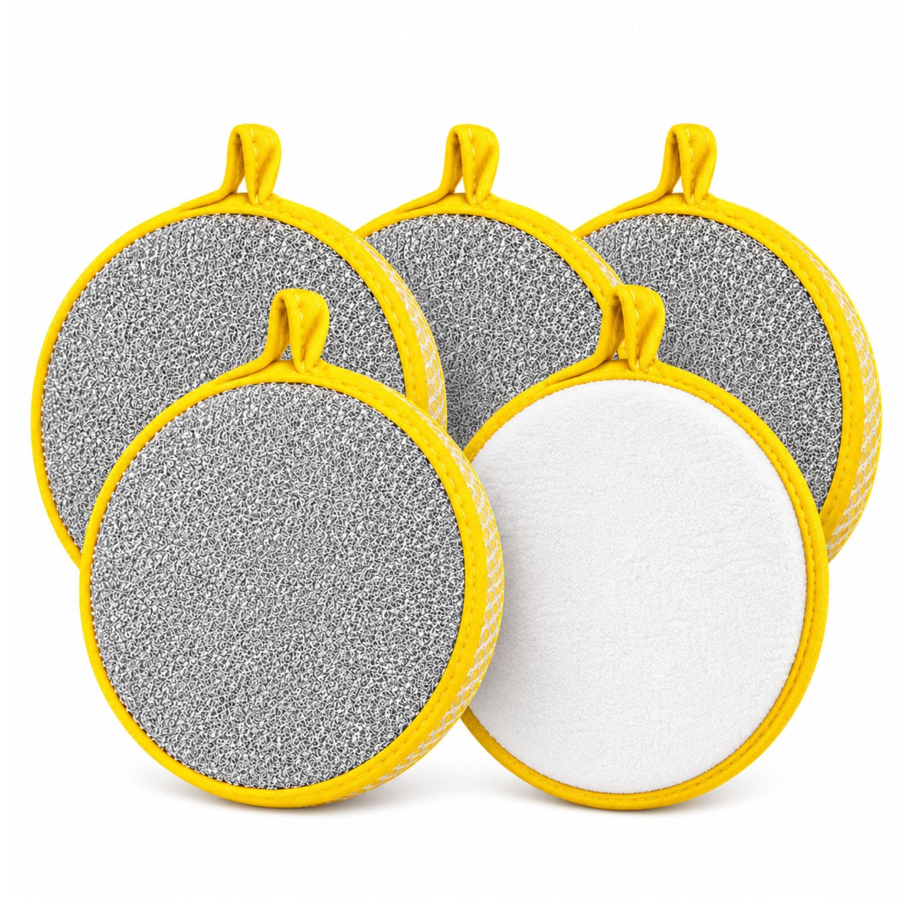 RHHG E COM 2-in-1 Dishwashing Non-Scratch Scrub & Sponge for Kitchen, Rough Scrubbers Side for Non-Stick Cookware, Soft Microfiber Scrub Side for Dishes (Pack of 5)-picture-10