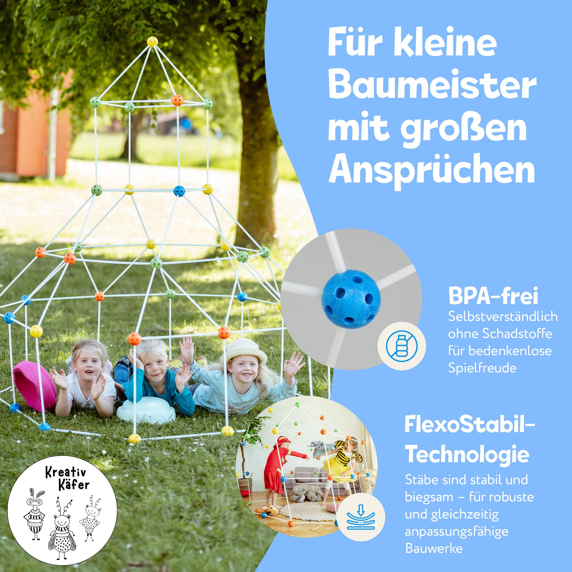 Konstruktionsspielzeug DIY Höhle Bauen Kinder Set BAU Spielzeug Höhlenbauset Creative Fort Decke Bude Steckbaukasten Steckspiel Outdoor Indoor Garten