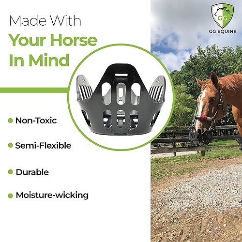 Miniatura 6 de GREENGUARD GG - Bozal equino para caballo - Accesorios para caballos más ligeros y duraderos - Bozal cómodo para caballos con flujo de aire adecuado