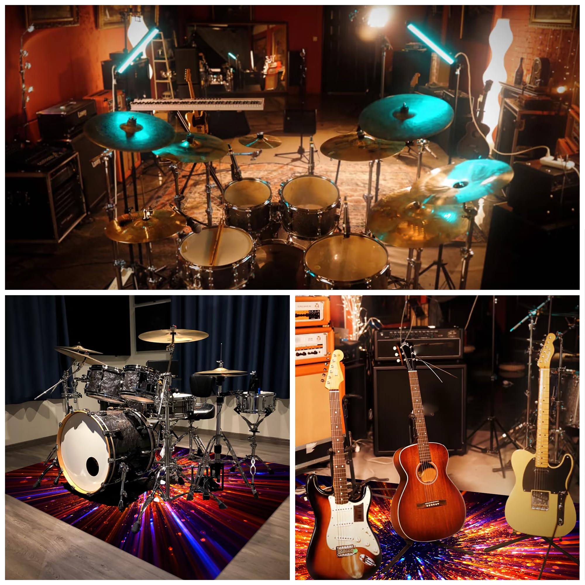 Tappeto Tamburo Tappetino per Batteria Tappeto Insonorizzato 230 x 180 cm | Antiscivolo, Tappeto per Percussioni, Tappeti per Batterie Elettroniche Rullante Acustica Snare Drum Grancassa Strumenti