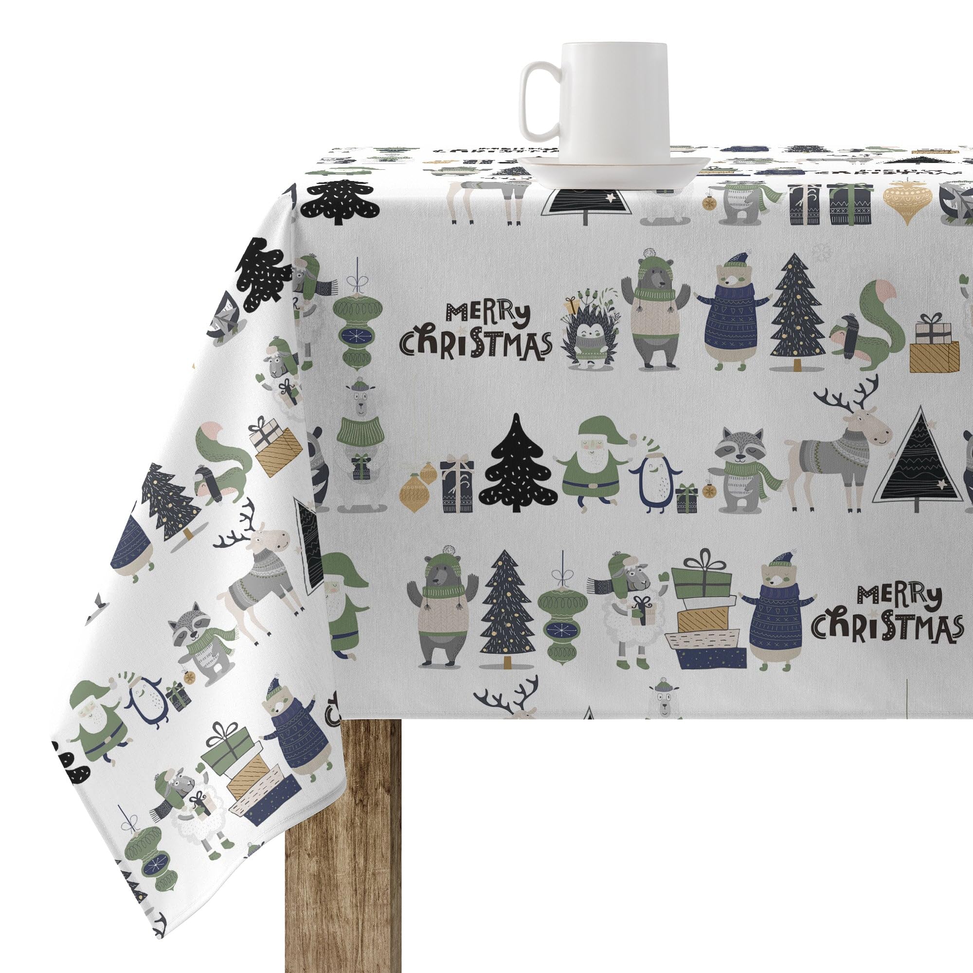 BELUM | Mantel Navidad | Mantel Antimanchas Mesa Rectangular Resinado | Mantel resinado (Tacto plastificado) | Mantel Mesa | Mantel Mesa hogar (250X140 cm)