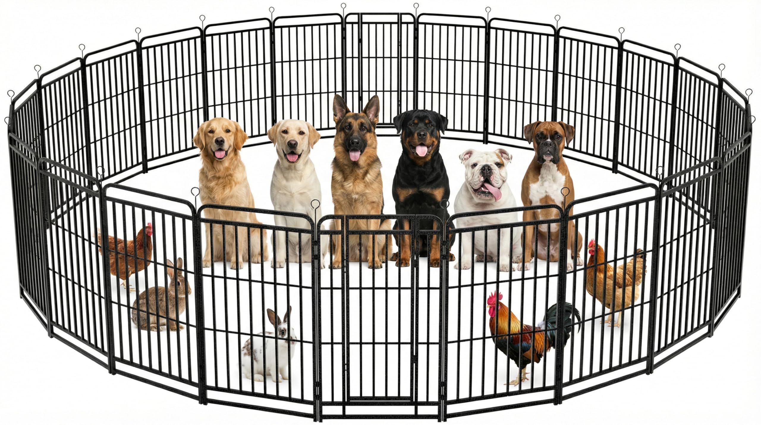 Dog Fence Outdoor for Yard 24 Panels 47'' Rustproof Metal Dog Playpen
