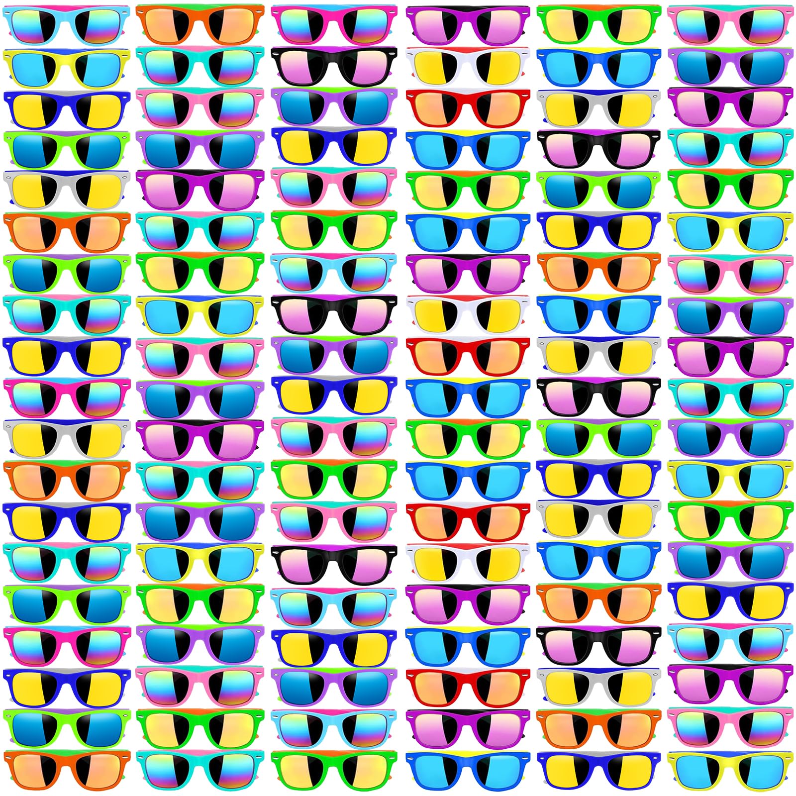 Oleitodh 128 Pack Kids Sunglasses Party Favors, Kid's Neon Sunglasses Bulk, Childrens Sunglasses Boys Girls Eyewear Pack for Goody Bag Fillers Summer